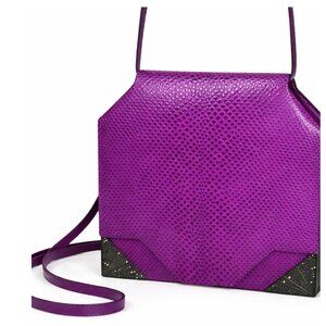 Judith Jack Karung Snakeskin Shoulder Bag Purple Marcasite Art Deco Crossbody